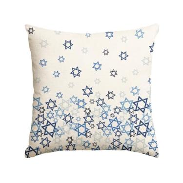 Imagem de AVOIN colorlife Capa de almofada Hanukkah, estrela de Davi, 45,7 x 45,7 cm, hexagrama sazonal, hexagrama de férias, capa de almofada para sofá