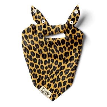 Imagem de BeverlyPaws Bandana de encaixe para cães pequenos, médios e grandes, lenço ajustável para cães e gatos, para meninas e meninos, roupas e acessórios engraçados para filhotes (guepardo, pequeno)