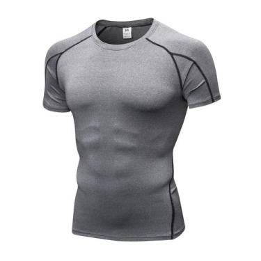 Imagem de Camisa de compressão CARGFM para homens de manga curta cinza
