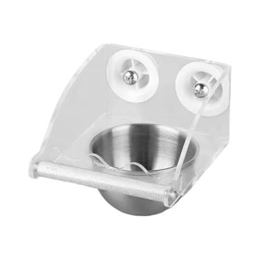 Imagem de Generic Alimentador de gaiola para pássaros suspenso com suporte para poleiro, sem sujeira, acessórios para gaiola, alimentador de periquitos para papagaios, M