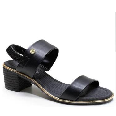 Imagem de Sandália Salto Bloco Tramada Conforto Beira Rio - Preto, 36