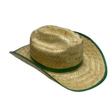 Imagem de Chapéu Texano Adulto de Palha Verde ou Vermelho  01 unidade - no-brand