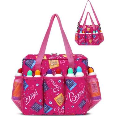 Imagem de Bolsa de bingo FOKDUVB Bolsa de bingo com bolsos para Daubers Magenta