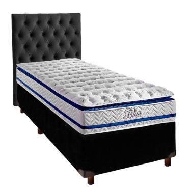 Imagem de Kit Cabeceira + Cama Box + Colchão Solteiro Molas Ensacadas Blue Paropas