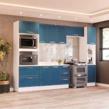 Imagem de Cozinha Compacta 250098 5 Peças Amara Branco Azul Politorno Móveis