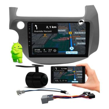 Imagem de Multimidia 2 Din 9 Android Fit 2009 Até 2014 Android Auto Car Play Sem Fio + Câmera Ré