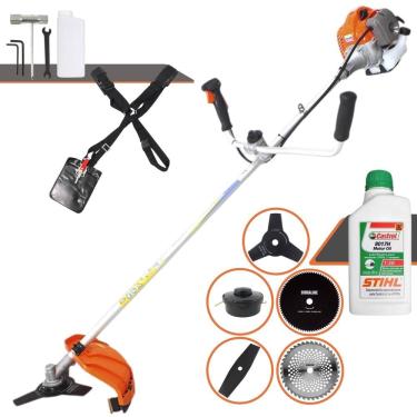 Imagem de Máquina de Cortar Grama Vulcan VR430-P À Gasolina 43cc 1,7HP 10.000rpm Roçadeira Com Guidão Anti-Vibração 5 Opções de Cortes + ÓLEO STIHL 2 Tempos