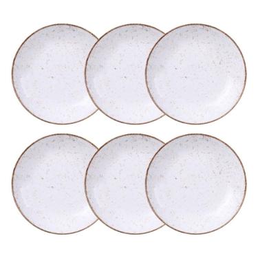 Imagem de Jogo de Pratos Fundo 6 Peças Rústico 22 cm Porcelana Decorada Tramontina