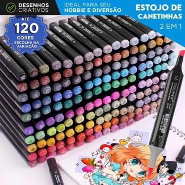 Imagem de Canetas Marcadoras Ponta Dupla Touch 120 Cores com Estojo Profissional