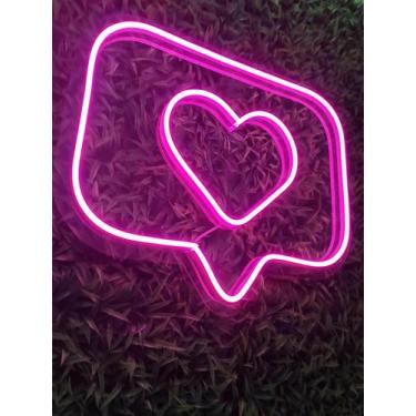 Imagem de Painel Led Neon Letreiro Like Instagram Coração 25x20cm - Comercial Lu