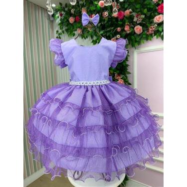 Imagem de Vestido Infantil Ysa Kids Belinda Lilás com Laço, Lavender, 3