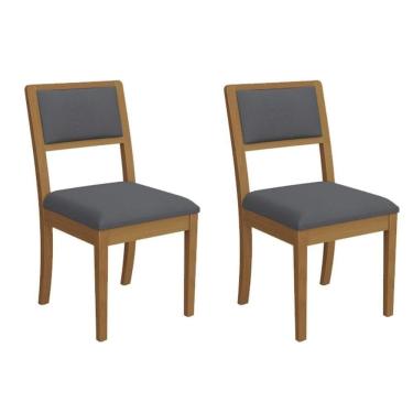 Imagem de Kit 2 Cadeiras De Cozinha Alice 2cmm003ca Premium Madeira Maciça 2 Un Carvalho-boucle Grafite - Kappesberg