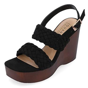 Imagem de Journee Collection Womens Ayvee Tru Comfort Foam Buckle Platform Wedge Sandals Black 10 Medium WOMENS US