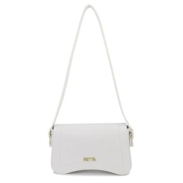 Imagem de Bolsa Feminina de Ombro Estruturada Elegante com Alça Regulável e Fecho Magnético (Branco)