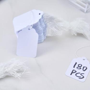Imagem de Etiquetas de preço de 200 peças, etiquetas com cordão 4,6 x 2,8 cm branco