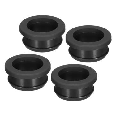 Imagem de 4 peças de encaixe de borracha com ilhós diâmetro 28 mm ID 23 mm vedação anti-arranhões para caixa elétrica cabo tubo preto