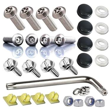 Imagem de Parafusos de placa de carro antifurto - Parafusos de etiqueta de carro de aço inoxidável 304 resistentes à adulteração, cabeça de botão de 1/10.2 cm, ferragens de fixação de parafuso de máquina de