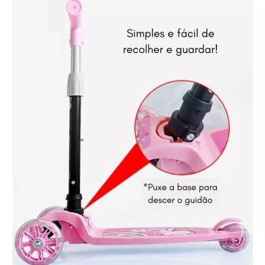 Imagem de Patinete Dobrável Infantil 3 Rodinhas rosa Lazer criança