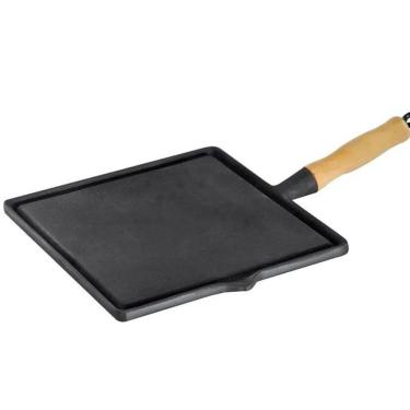 Imagem de Bifeteira Chapa Quadrada Lisa Ferro Fundido 26x26Cm