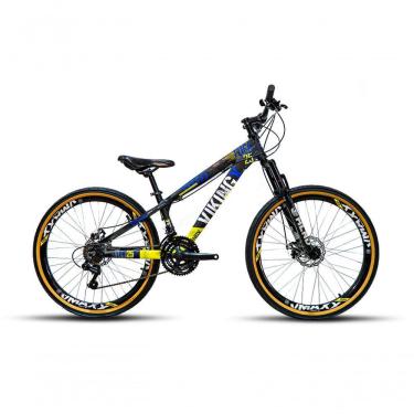 Imagem de Bicicleta Vikingx Tuff 25/30 Aro 26 Vmaxx Freio A Disco Mec Cambios Shimanos 21v Preto Amarelo