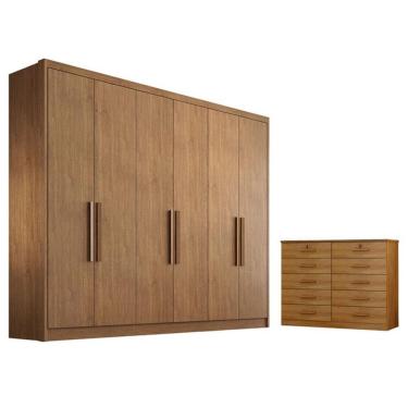Imagem de Guarda Roupa Casal Linea E Gaveteiro Milão Com Chave Cumaru 23 - Novo Horizonte