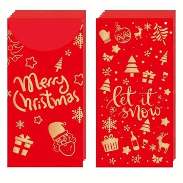Imagem de 10 envelopes de presente de Natal, porta-dinheiro para dinheiro, envelopes de dinheiro de Natal com folha dourada e corte a laser