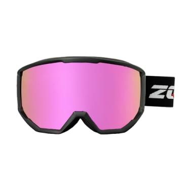 Imagem de ANSUNDA Óculos de esqui OTG, óculos de neve e snowboard esportivo para jovens adultos 100% proteção UV400 antiembaçamento (armação preta alça preta - lente dourada rosa Revo (Vlt 13%))