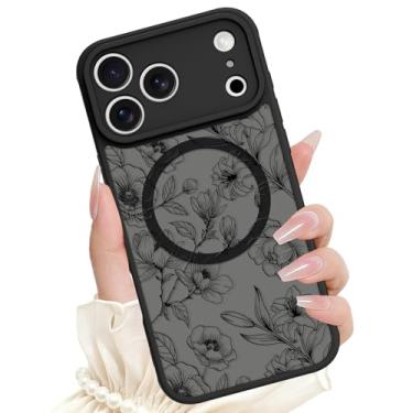 Imagem de SAKUULO Capa floral para iPhone 17 Pro de 6,3 polegadas, [compatível com Magsafe] Capa protetora fina e magnética translúcida com estampa de flores para mulheres e meninas - Gardênias de tinta