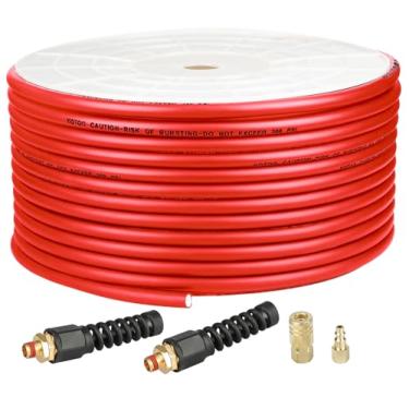 Imagem de YOTOO Mangueira de ar híbrida de 1/4 polegada por 250 pés 300 PSI resistente, leve, resistente a dobras, flexibilidade para todos os climas com conexões giratórias reutilizáveis de mangueira de ar