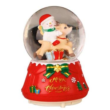 Imagem de Caixa de música de Natal Snow Globe com renas e boneco de neve - yiwei