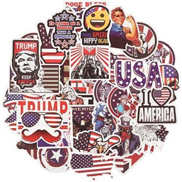 Imagem de Adesivo de bandeira americana 50 peças, adesivo de decalque da bandeira americana para garrafa de água, adesivos de vinil impermeáveis para laptop, para celular, notebook, viagens, computador, Hydro Flasks, carro, bicicletas, bagagem (vermelho)