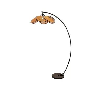 Imagem de Luminária de chão Luminária de chão minimalista retrô para sala estar, sofá, villa chinesa, lâmpada para pesca (sem fonte luz)(Brown)