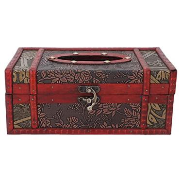 Imagem de Caixa de tecido retrô de madeira, vintage, decorativo, caixa de armazenamento de guardanapo, dispensador de tecido facial para lojas de massagem, sala de jantar, madeira composta