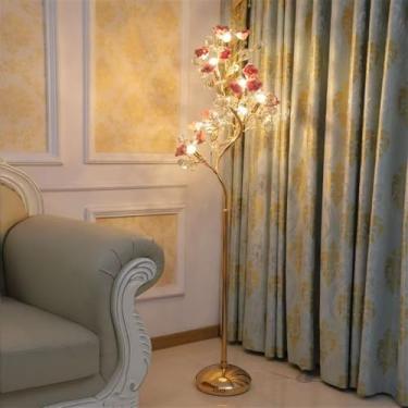 Imagem de Luminária de chão contemporânea de luxo em cerâmica com design floral, LED, estilo campestre francês, criativa, para sala de estar, quarto, quarto de menina, casa de campo (Estilo 1)