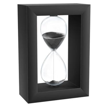 Imagem de Temporizador de areia 30 minutos, 30 min preto ampulheta relógio de areia, moldura de madeira de meia hora, vidro de hora, ampulheta, reloj de arena, criativo, casamento, decoração, escritório