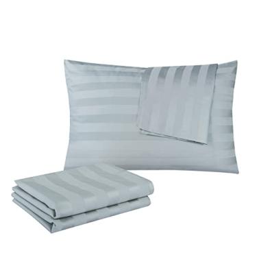 Imagem de Conjunto de 2 fronhas infantis 100% algodão egípcio, 400 fios de cetim de tecelagem pequena, capas de travesseiro super macias e respiráveis com zíper 33 x 45 cm (cinza tirpe, infantil)