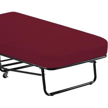 Imagem de Protetor de colchão de berço 76 x 203 cm, impermeável, macio e silencioso, perfeito para sofá-cama, colchão de 76 cm x 203 cm, solteiro estreito, tamanho de berço, beliche para trailer, berço (bordô)