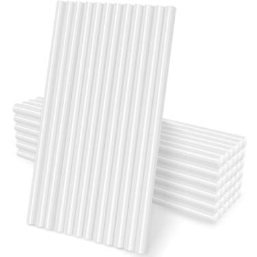 Imagem de Manarty Bastões de cola branca, 48 peças de 0,7 cm de diâmetro x 20,32 cm de comprimento, bastões de cera de derretimento de cola quente, bastões de cola para metal, madeira, vidro, artesanato