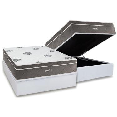 Imagem de Conjunto Box Baú Casal: Colchão Molas Inovaflex Ensacadas Essential+Base CRC Corano White (138x188)