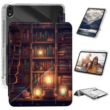 Imagem de Capa para iPad (A16) 2025 (11ª geração), capa para iPad 10.9 2022 (10ª geração) com suporte para lápis, capa protetora fina com três dobras e traseira rígida transparente com hibernação automática