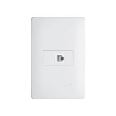 Imagem de Tomada Para Rede De Informática Fame Habitat Rj45 Cat6 8 Vias Com Placa 4x2 Branco