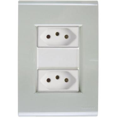 Imagem de Cj Duas Tomadas Dupla 20A Liz Verde Ardósia Tramontina completo pronto