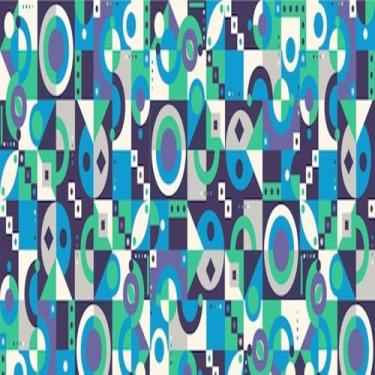 Imagem de Quadro Decorativo Geométrico Abstrato Colorido Estilo Retrô Moderno para Parede 40x40cm