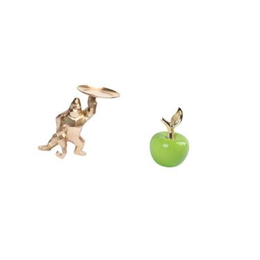 Imagem de Fenteer Escultura com Bandeja de Servir em Resina, Peça Decorativa para Sala de Estar, Estante, E Estatueta de Frutas em Cerâmica para Decoração de Ca