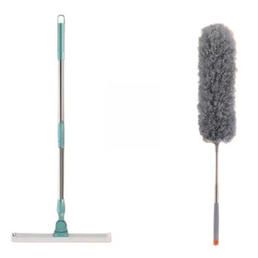 Imagem de Rodo Limpador de Silicone Mágico 1,20M e 1,40M Multifuncional Água Suspensa para Banheiro Varredor Remove Água e Pelo sem Esforço (Rodo (1,4M) + Espanador)