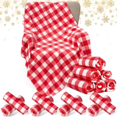 Imagem de Moukeren 24 mantas xadrez de búfalo a granel 149 x 119 cm cobertor de lã para cama de inverno quente e leve cobertor xadrez macio para cama, sofá, escritório ou presentes para sem-teto (vermelho