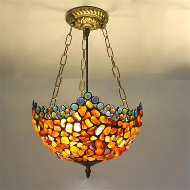 Imagem de Luminária pendente contemporânea de luxo em vidro colorido com LED, estilo americano criativo, para sala de estar, restaurante, quarto, hotel, casa de campo, corredor, café, bar ou escada (E