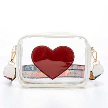 Imagem de Bolsa transparente aprovada para estádio bolsa transversal transparente com alça ajustável para shows e eventos esportivos bolsas, Branco, Medium, Branca