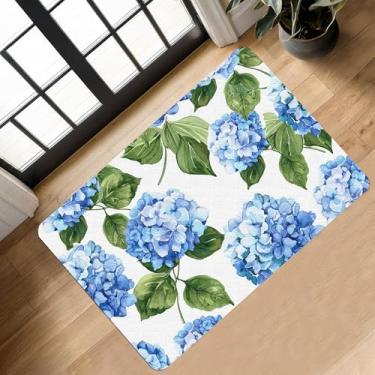 Imagem de Tapete de porta de flores de Natal, tapetes de banheiro absorventes antiderrapantes com suporte de borracha, tapete lavável macio para férias de Natal, para quarto interno, sala de estar, piso festivo