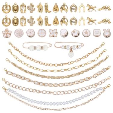 Imagem de WADORN Kit de acessórios para chapéu de caminhonete, 62 peças, correntes de chapéu de caminhão, decoração de notas, correntes destacáveis, botas de cacto, metal a granel, pingentes de casco de cavalo